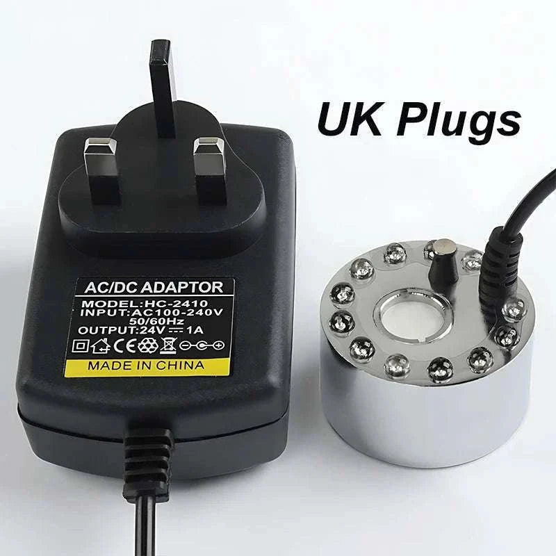 12 LED Ultrasonic Mist Maker Fogger for Pond, Fountain & Party Decor-AU Plug