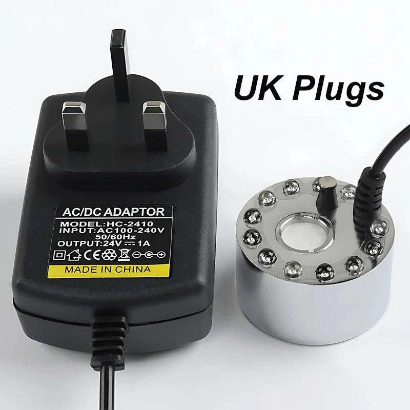 12 LED Ultrasonic Mist Maker Fogger for Pond, Fountain & Party Decor-AU Plug