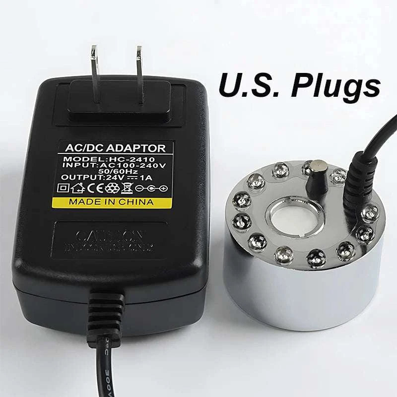 12 LED Ultrasonic Mist Maker Fogger for Pond, Fountain & Party Decor-AU Plug