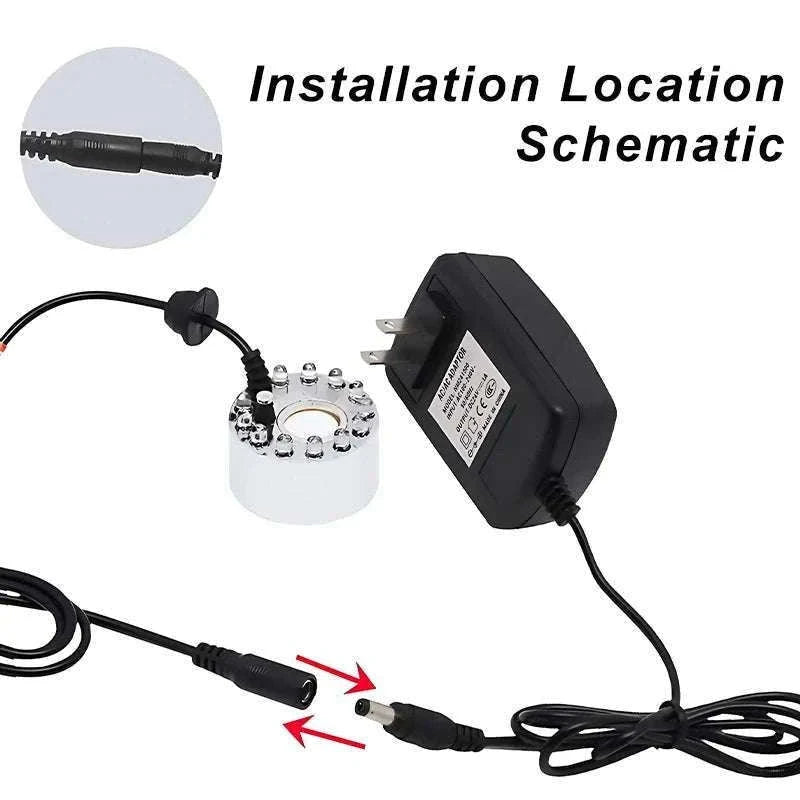 12 LED Ultrasonic Mist Maker Fogger for Pond, Fountain & Party Decor-AU Plug