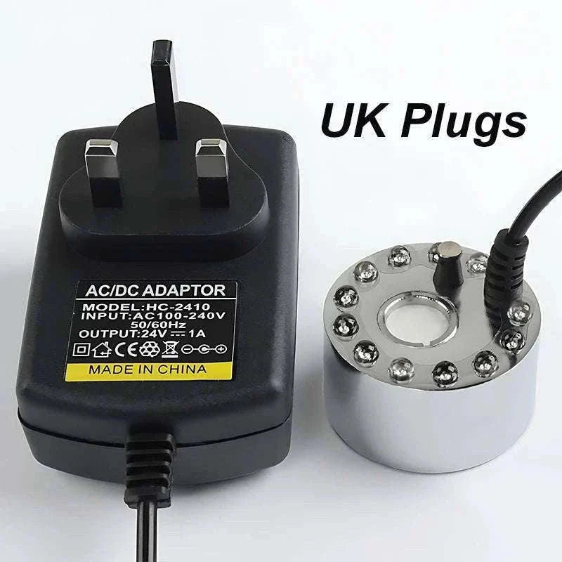 12 LED Ultrasonic Mist Maker Fogger for Pond, Fountain & Party Decor-AU Plug