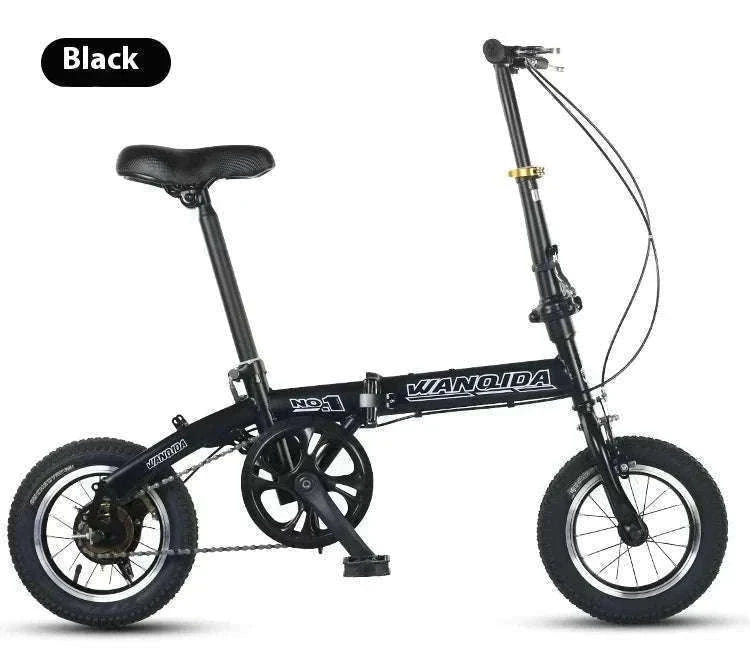 12" Mini Folding Bike with Disc Brakes – Compact City Bicycle-Black upgraded