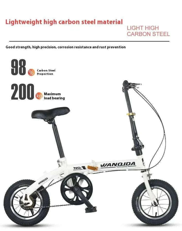 12" Mini Folding Bike with Disc Brakes – Compact City Bicycle-Black upgraded