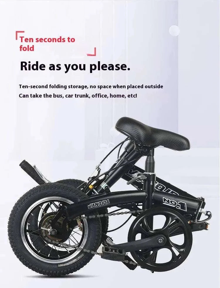 12" Mini Folding Bike with Disc Brakes – Compact City Bicycle-