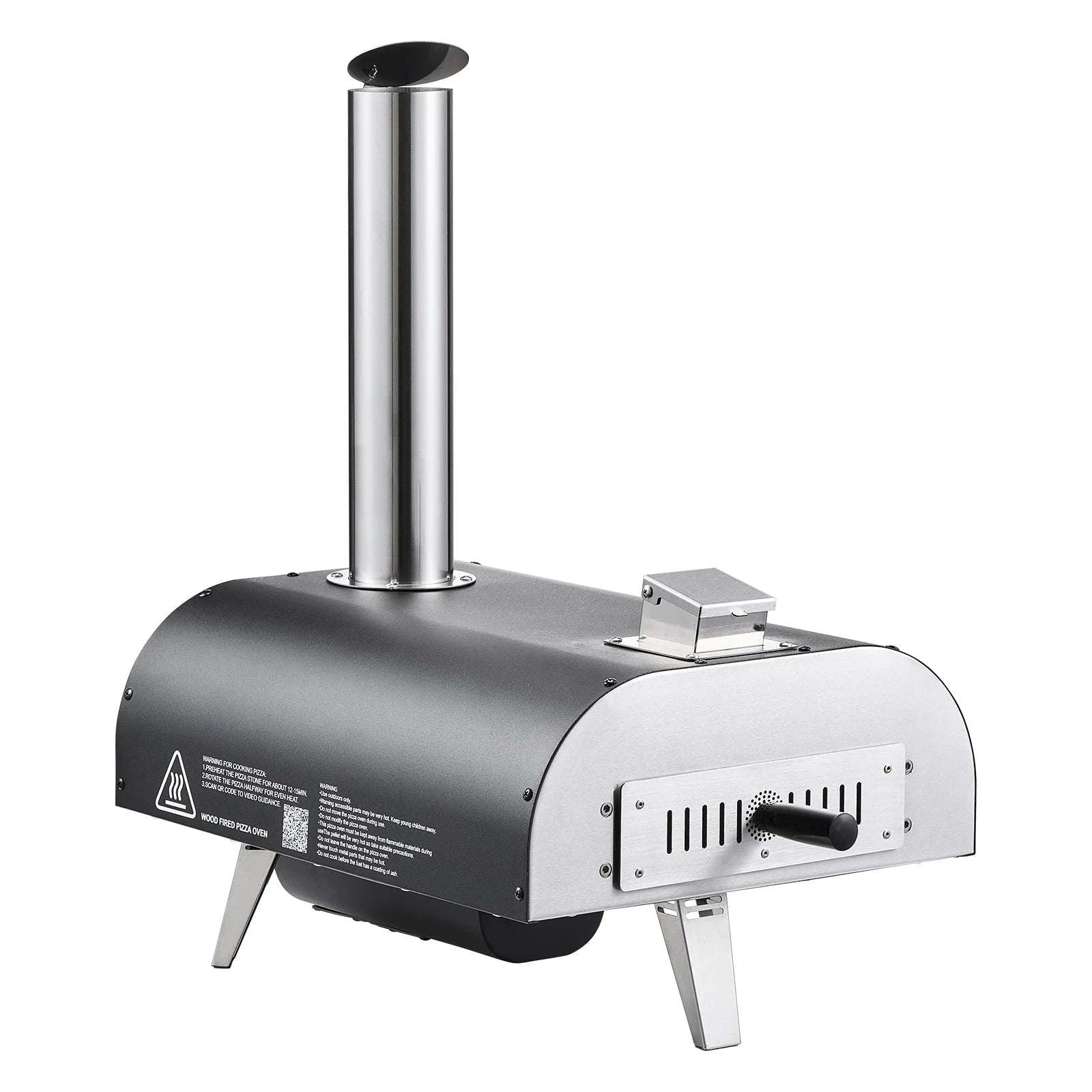 12" Outdoor Wood Fired Pizza Oven with Rotating Stone & Thermometer-Pellet Gas / United States