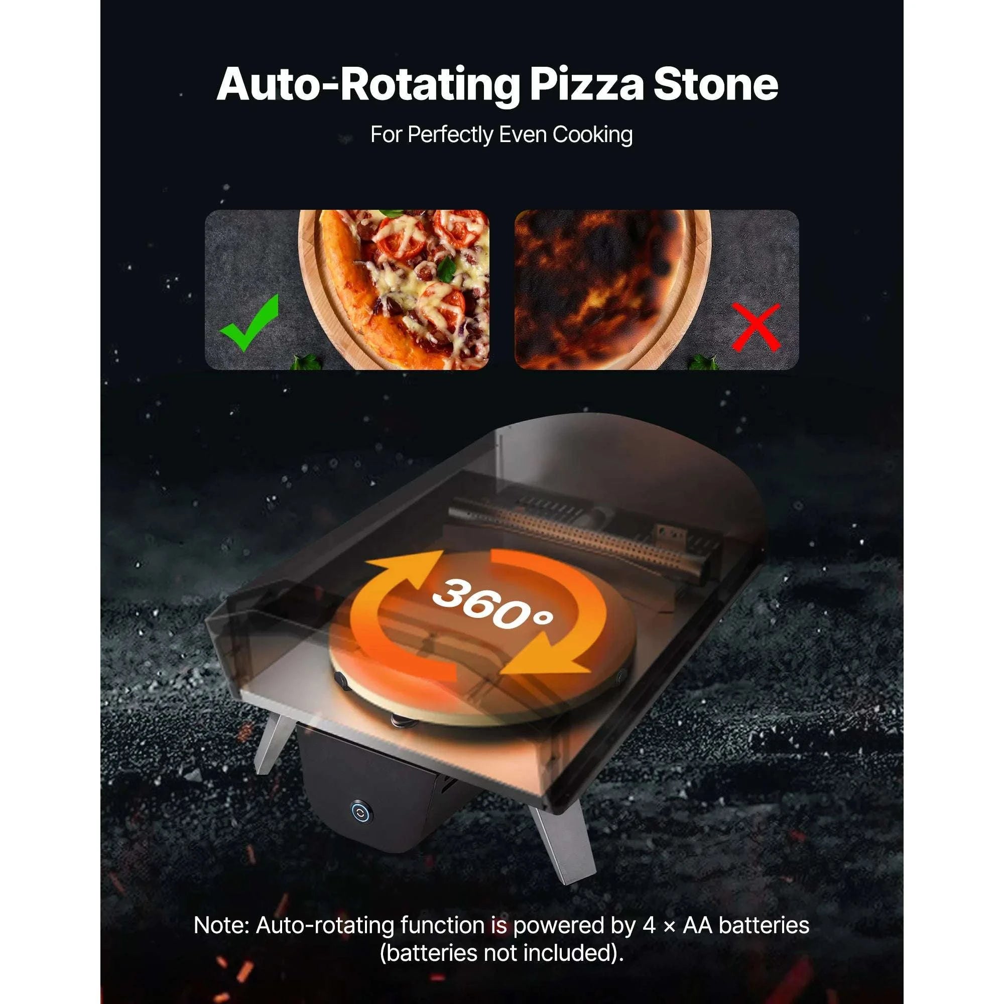 12" Outdoor Wood Fired Pizza Oven with Rotating Stone & Thermometer-Pellet Gas / United States