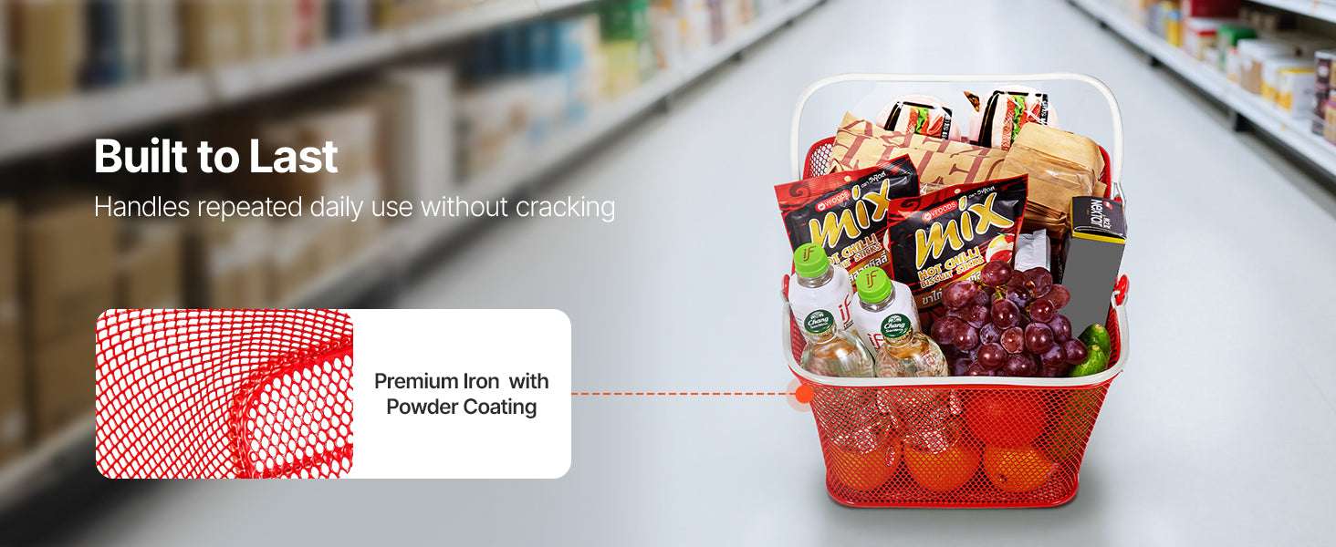 12 Pack 22L Stackable Metal Shopping Baskets with Handles-12 PCS / United States