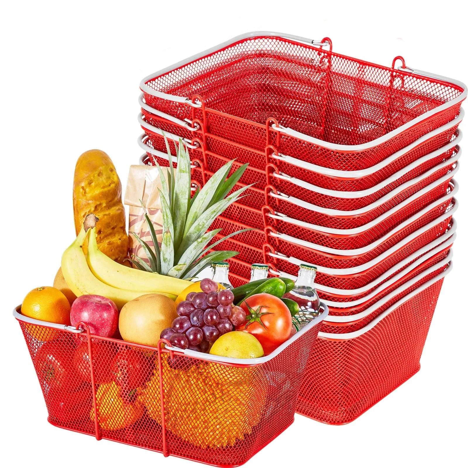 12 Pack 22L Stackable Metal Shopping Baskets with Handles-12 PCS / United States