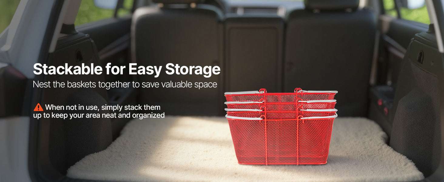 12 Pack 22L Stackable Metal Shopping Baskets with Handles-12 PCS / United States