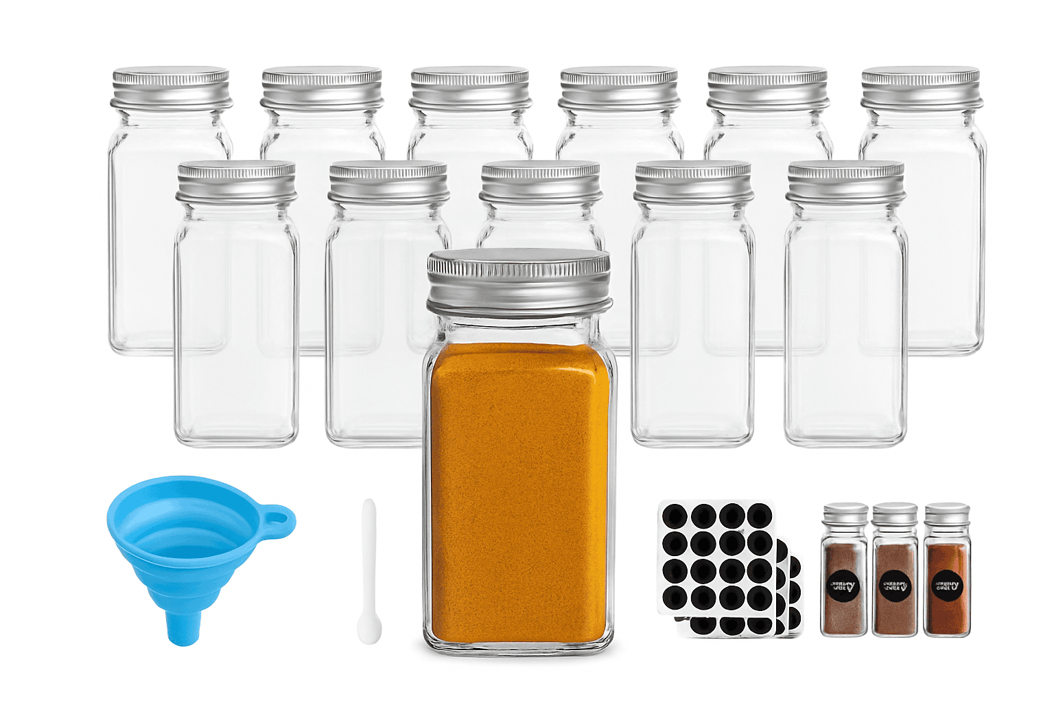 12-Piece 120ml Glass Spice Bottle Jars Set-12pc / GERMANY
