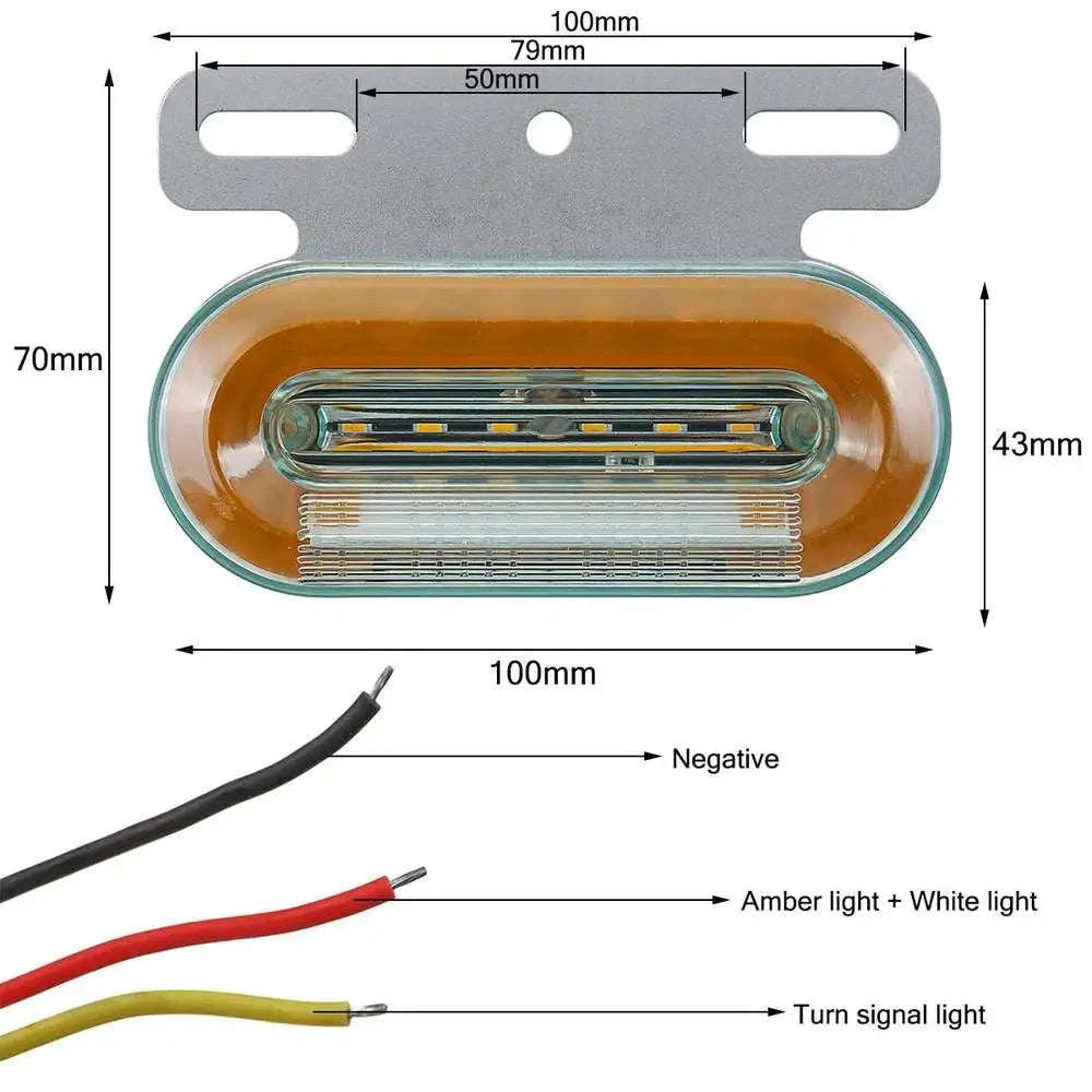 12-Piece 12V/24V LED Side Marker Lights for Truck Trailer Van Bus-12 pcs