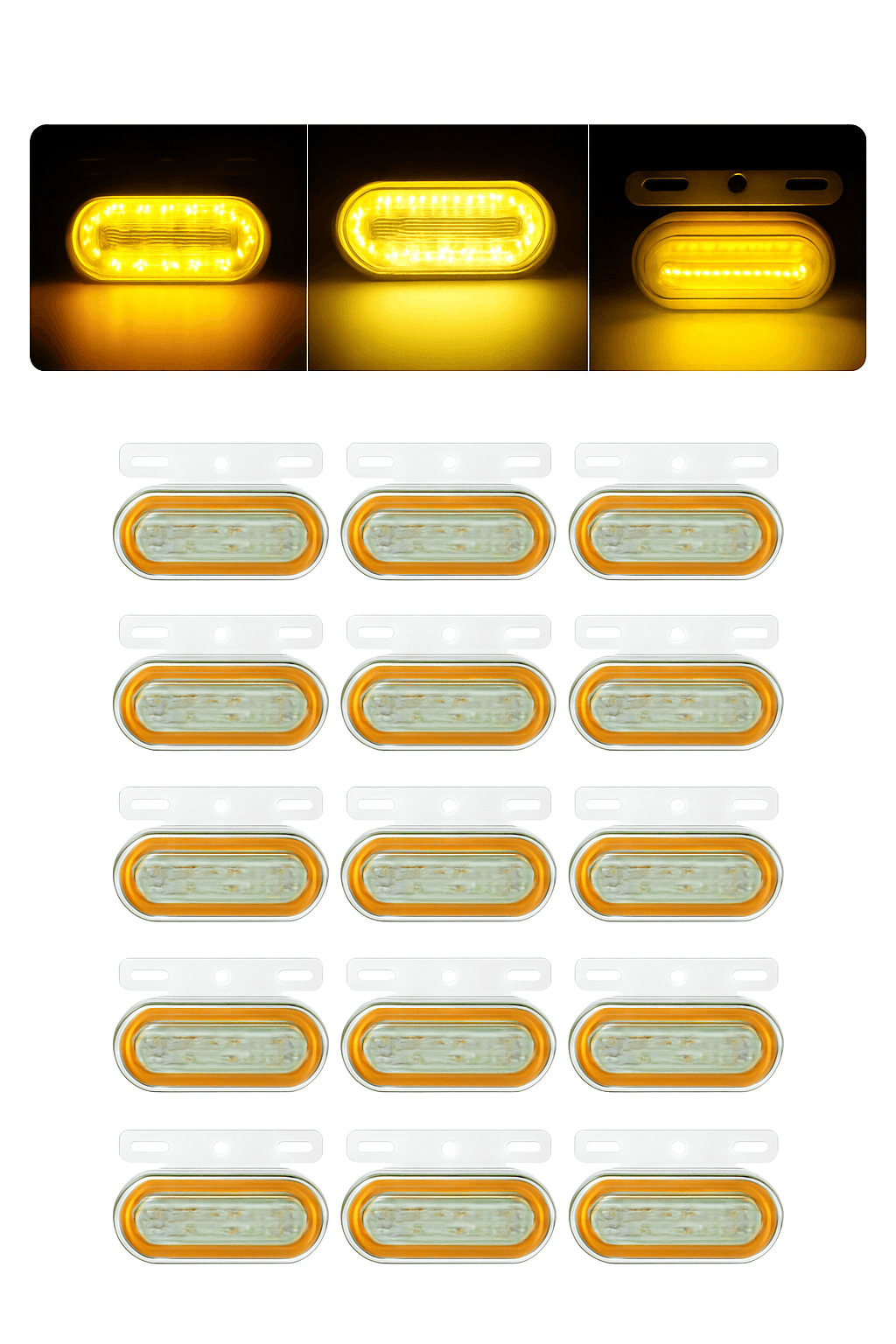 12-Piece 12V/24V LED Side Marker Lights for Truck Trailer Van Bus-12 pcs