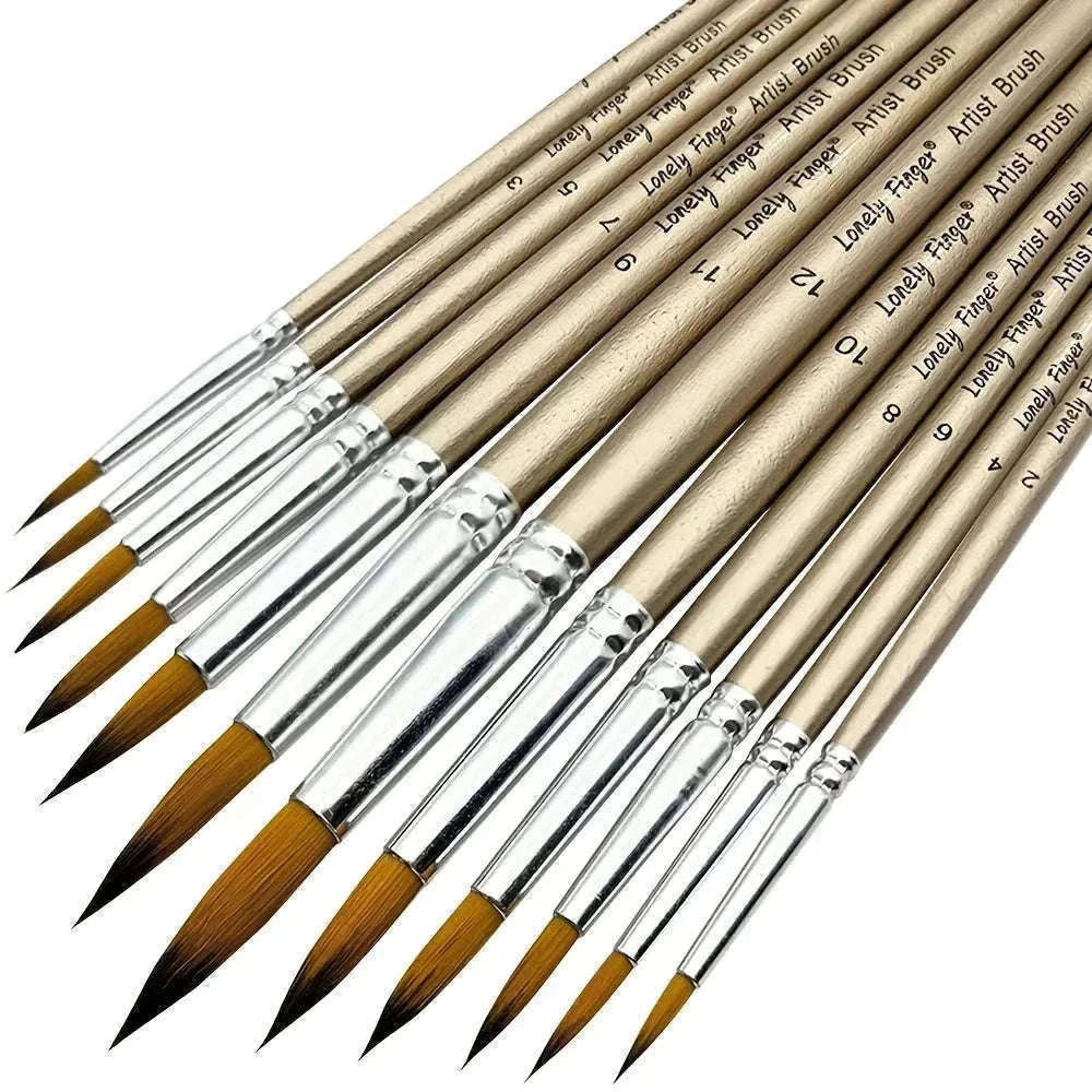 12-Piece Round Artist Paint Brush Set for Fine Detail Work-Orange Round