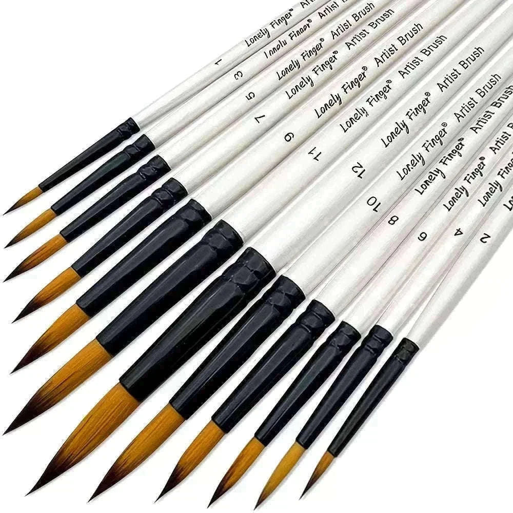 12-Piece Round Artist Paint Brush Set for Fine Detail Work-Orange Round