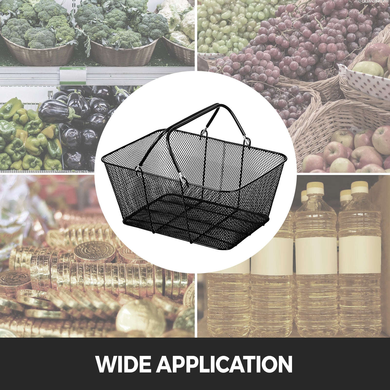 12-Piece Shopping Baskets with Handles and Stand-12pcs / United States