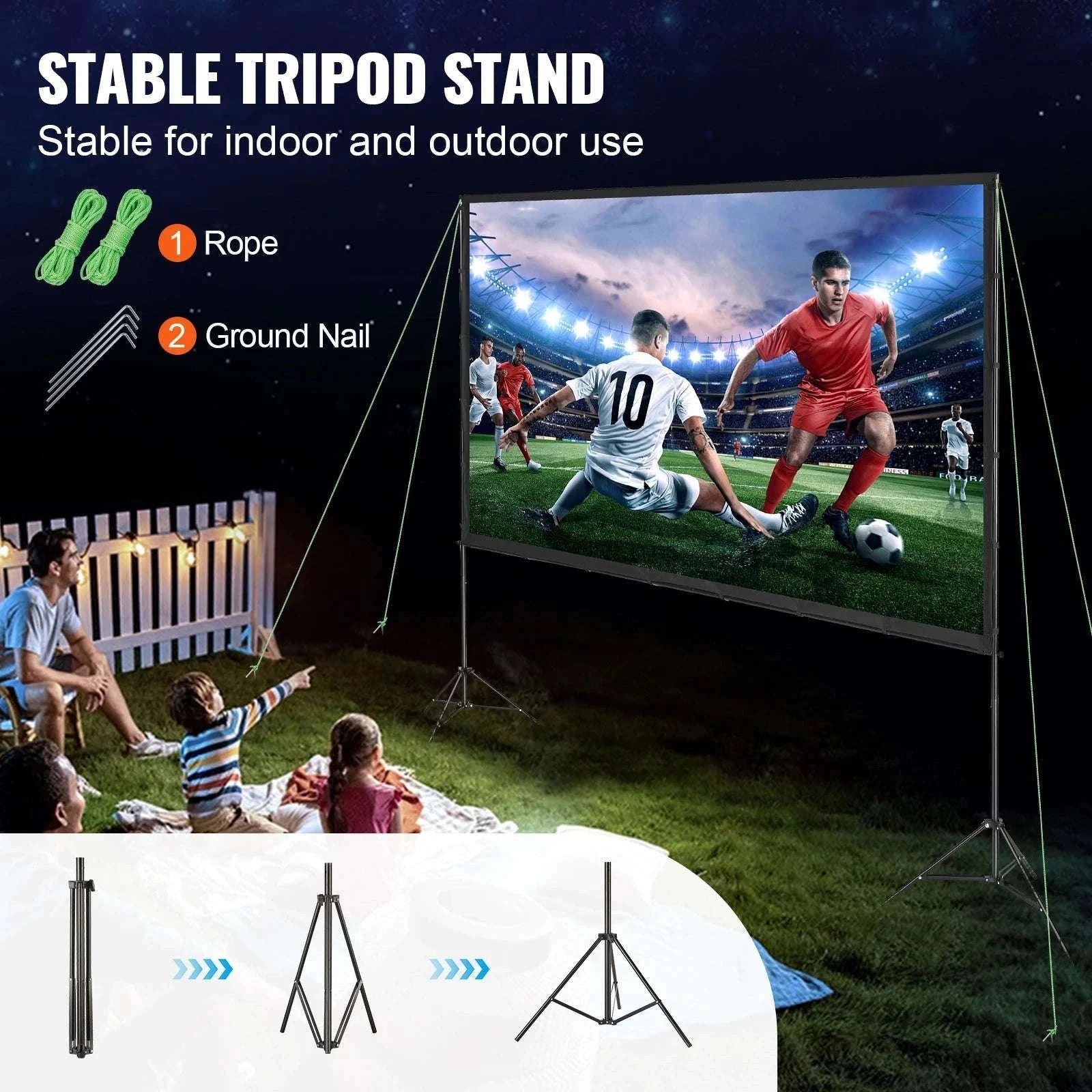 120" Portable Projector Screen with Stand 16:9 Outdoor Movie Screen-100 inch Bar Feet / United States