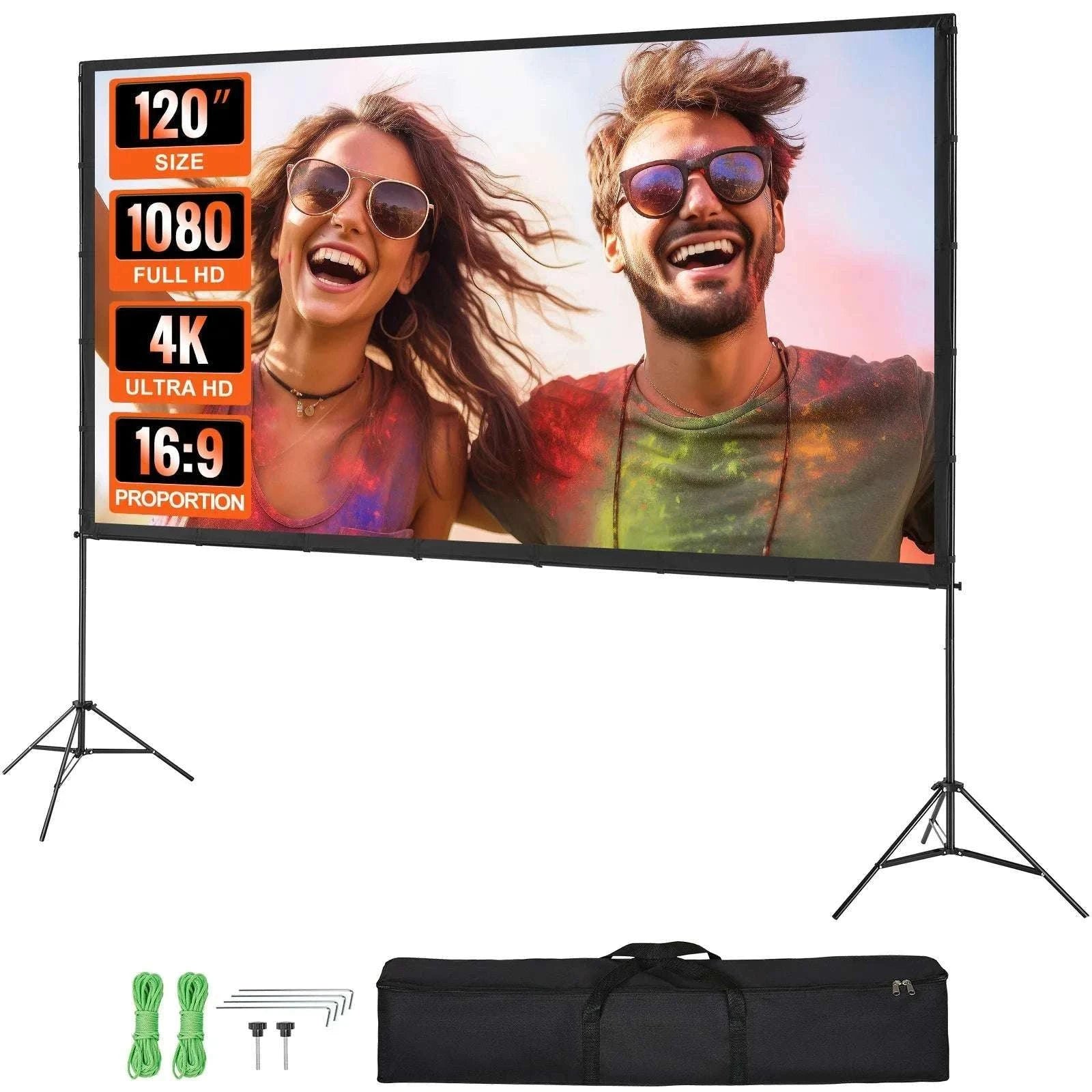 120" Portable Projector Screen with Stand 16:9 Outdoor Movie Screen-100 inch Bar Feet / United States