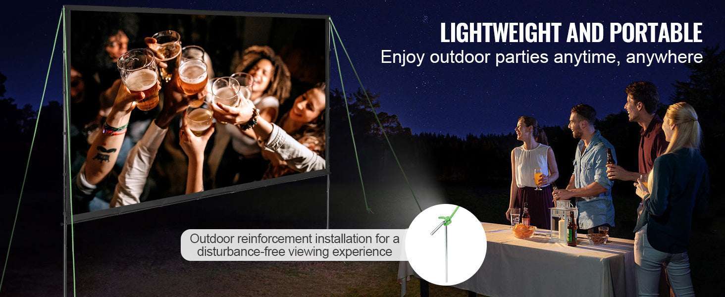 120" Portable Projector Screen with Stand 16:9 Outdoor Movie Screen-100 inch Bar Feet / United States