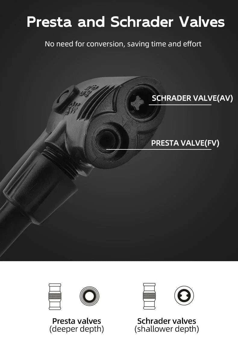 120 PSI Bike Pump with Alloy Cylinder for Presta & Schrader Valves-A320
