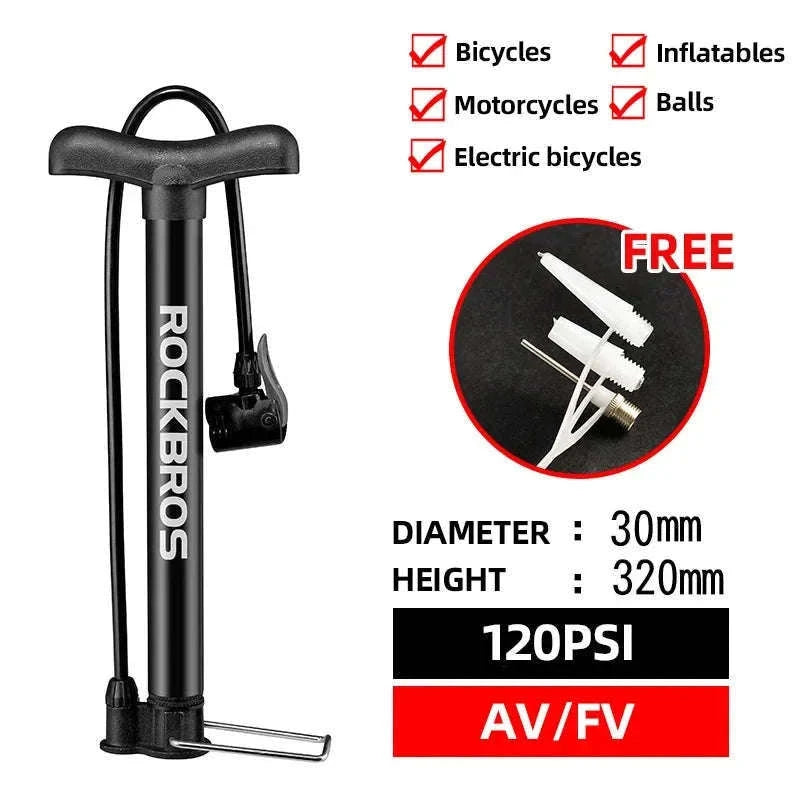 120 PSI Bike Pump with Alloy Cylinder for Presta & Schrader Valves-A320