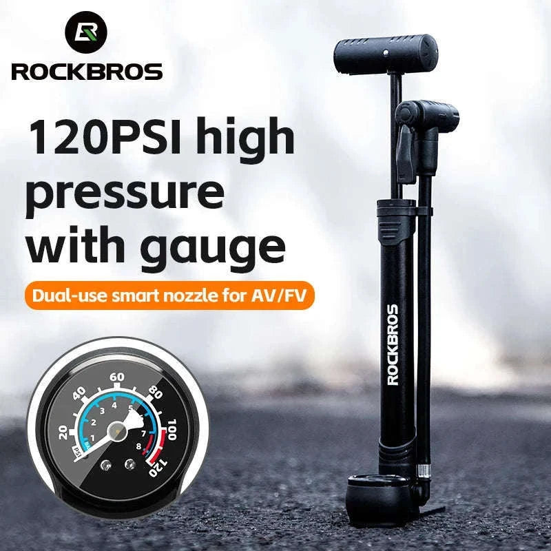 120 PSI Manual Bike Pump with Gauge, Presta Schrader-42310006001