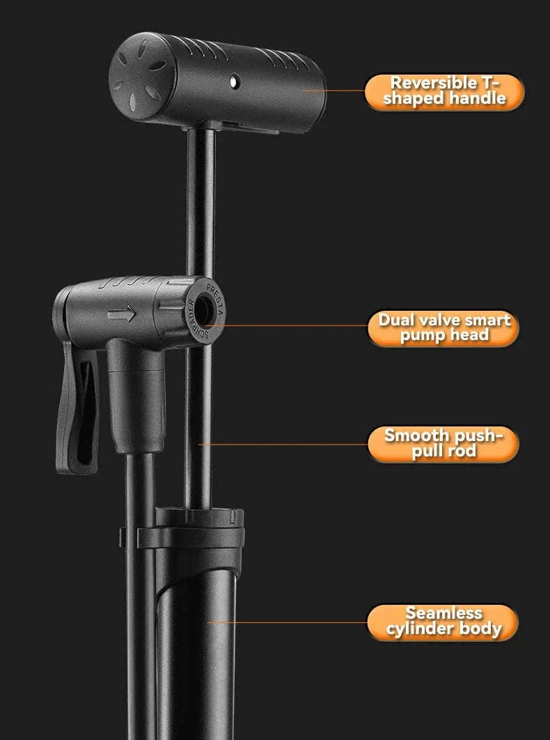 120 PSI Manual Bike Pump with Gauge, Presta Schrader-42310006001