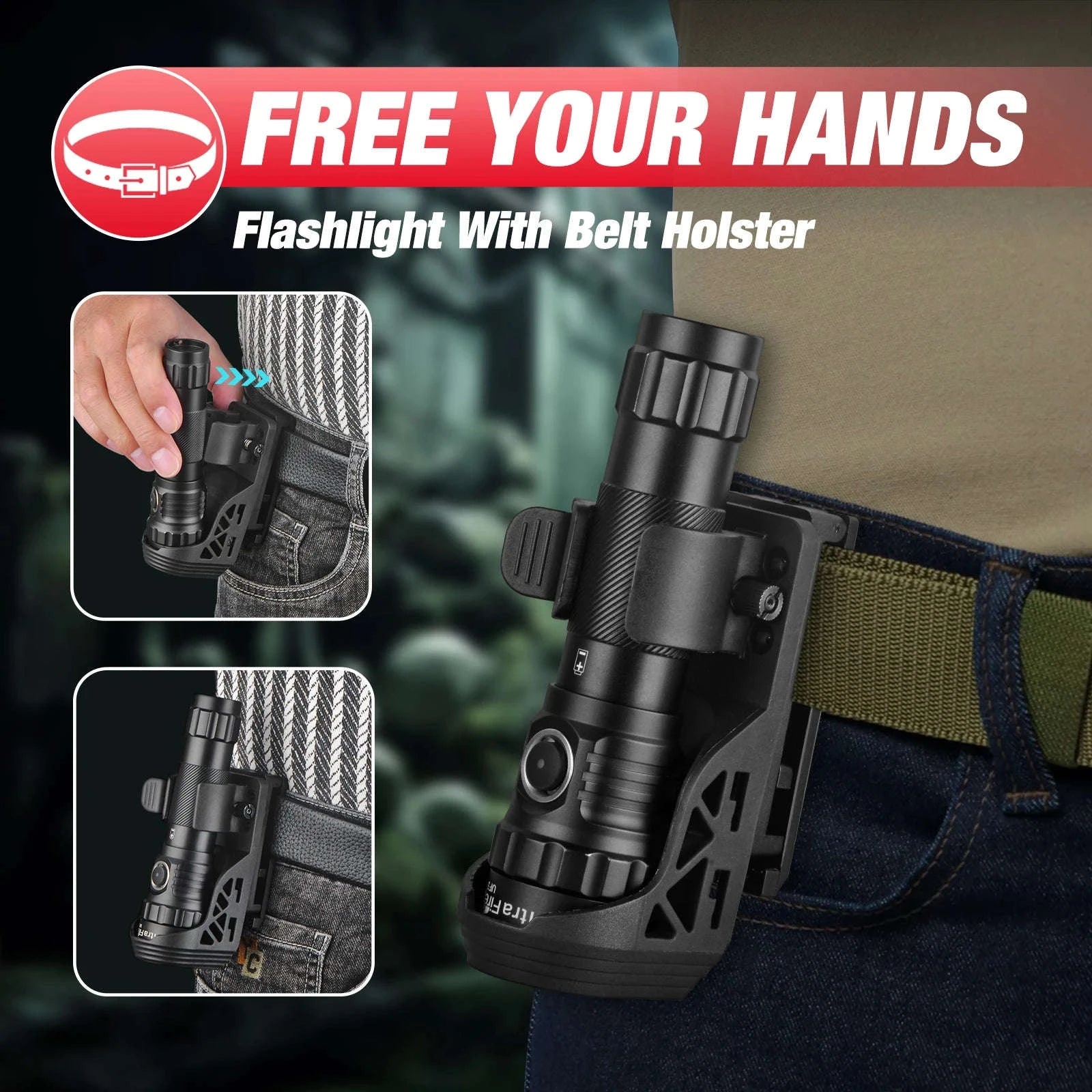 1200 Lumen Tactical LED Flashlight with USB-C Rechargeable Battery-UF3 / 21700