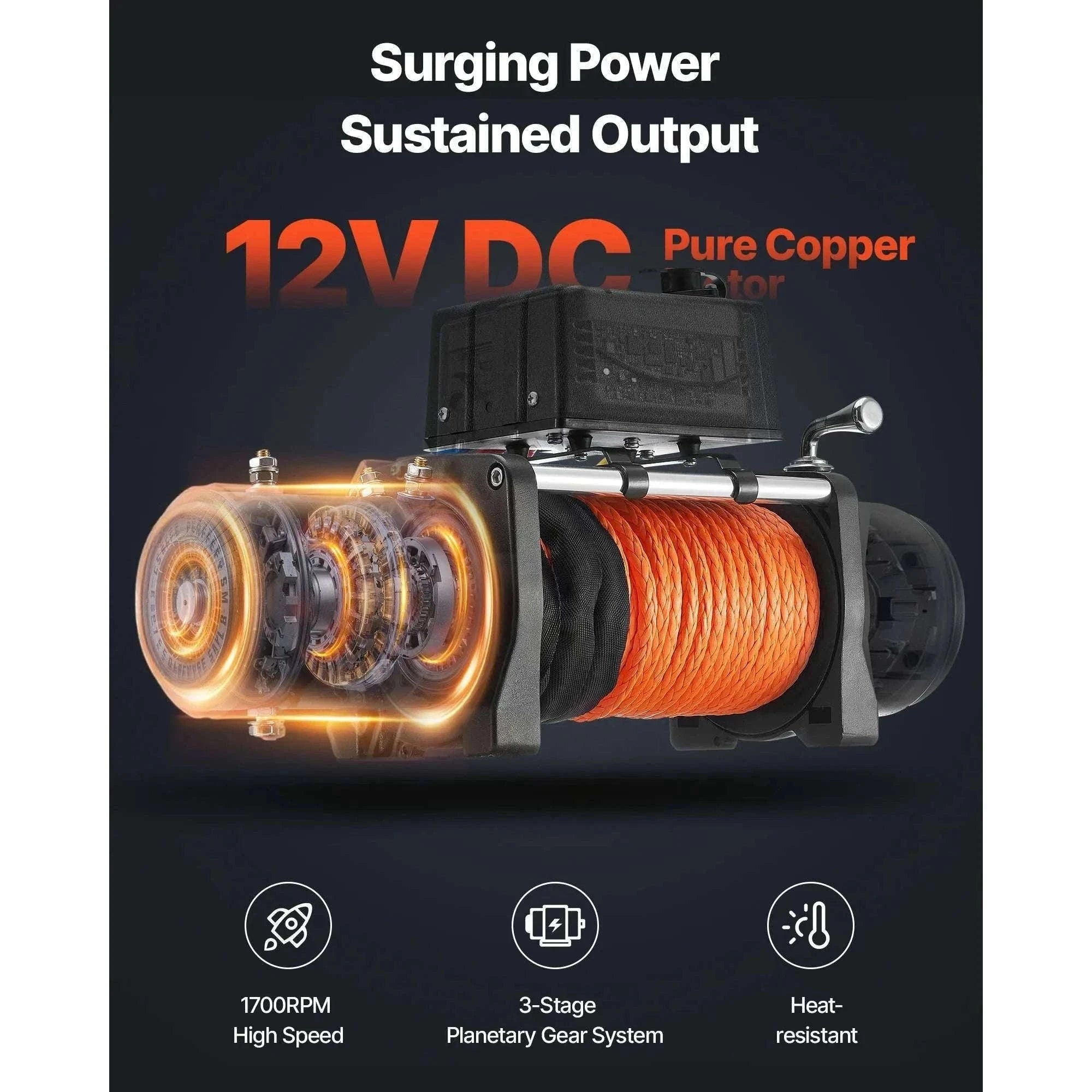 12000 lbs Wireless Electric Winch with Synthetic Rope for Off-Road Recovery-12000 lbs / United States