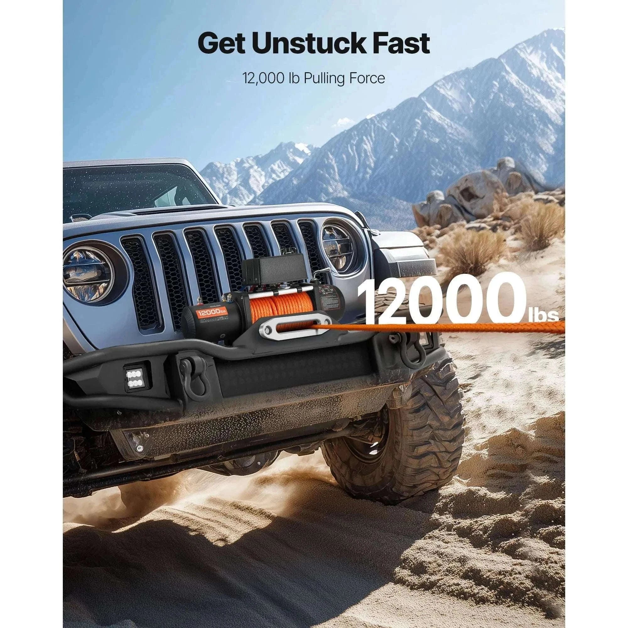 12000 lbs Wireless Electric Winch with Synthetic Rope for Off-Road Recovery-12000 lbs / United States