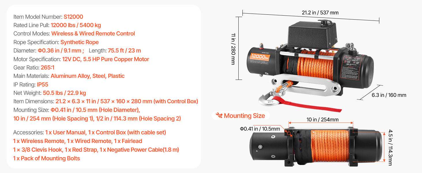 12000 lbs Wireless Electric Winch with Synthetic Rope for Off-Road Recovery-12000 lbs / United States
