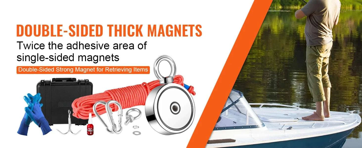 1200lb Double-Sided Magnet Fishing Kit with 65FT Rope-spain
