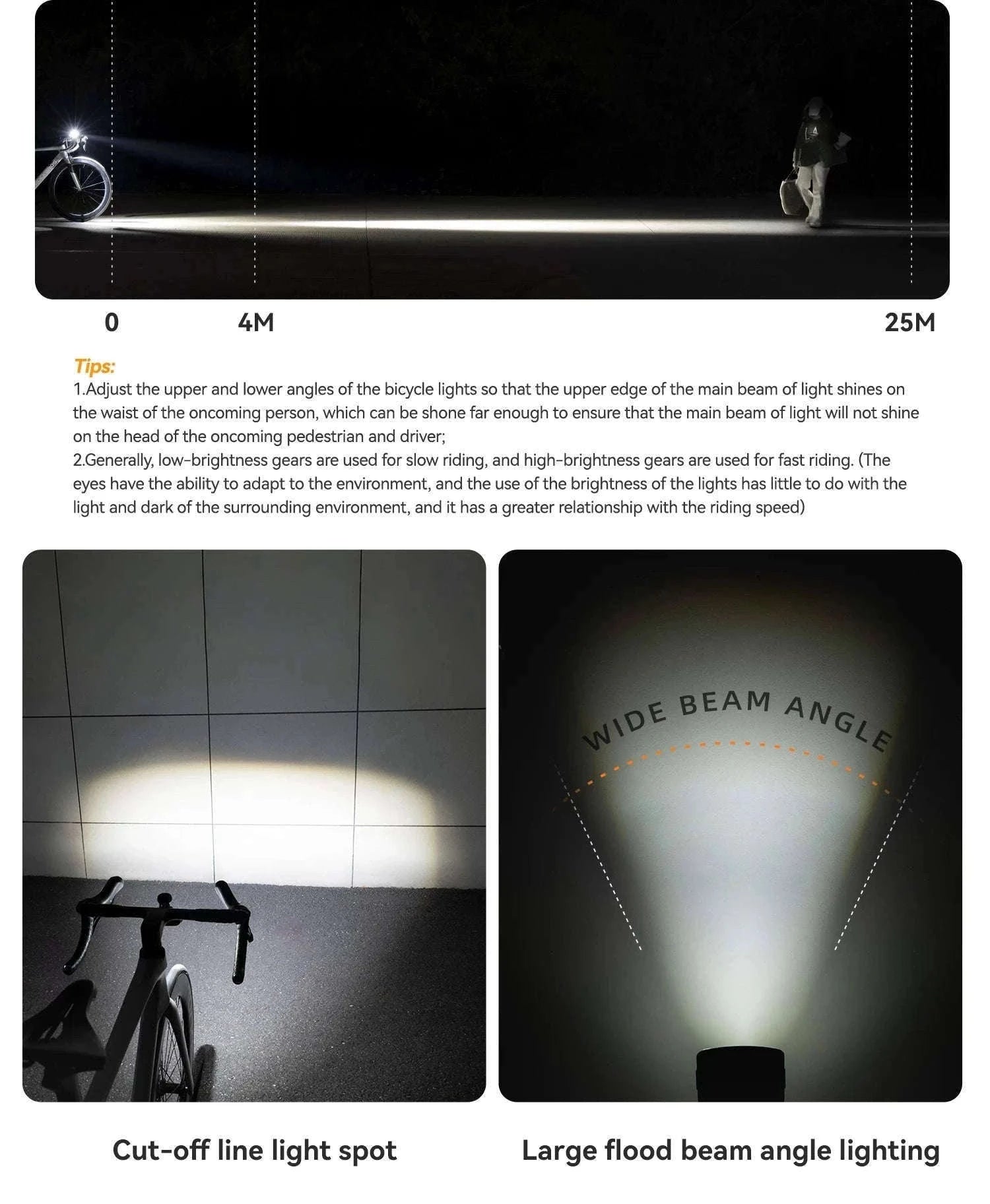 1200LM Bike Headlight USB Rechargeable IPX6 Waterproof Front Light-QC1200-white