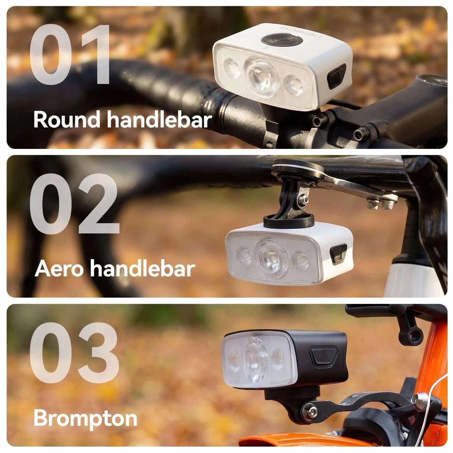 1200LM Bike Headlight USB Rechargeable IPX6 Waterproof Front Light-QC1200-white