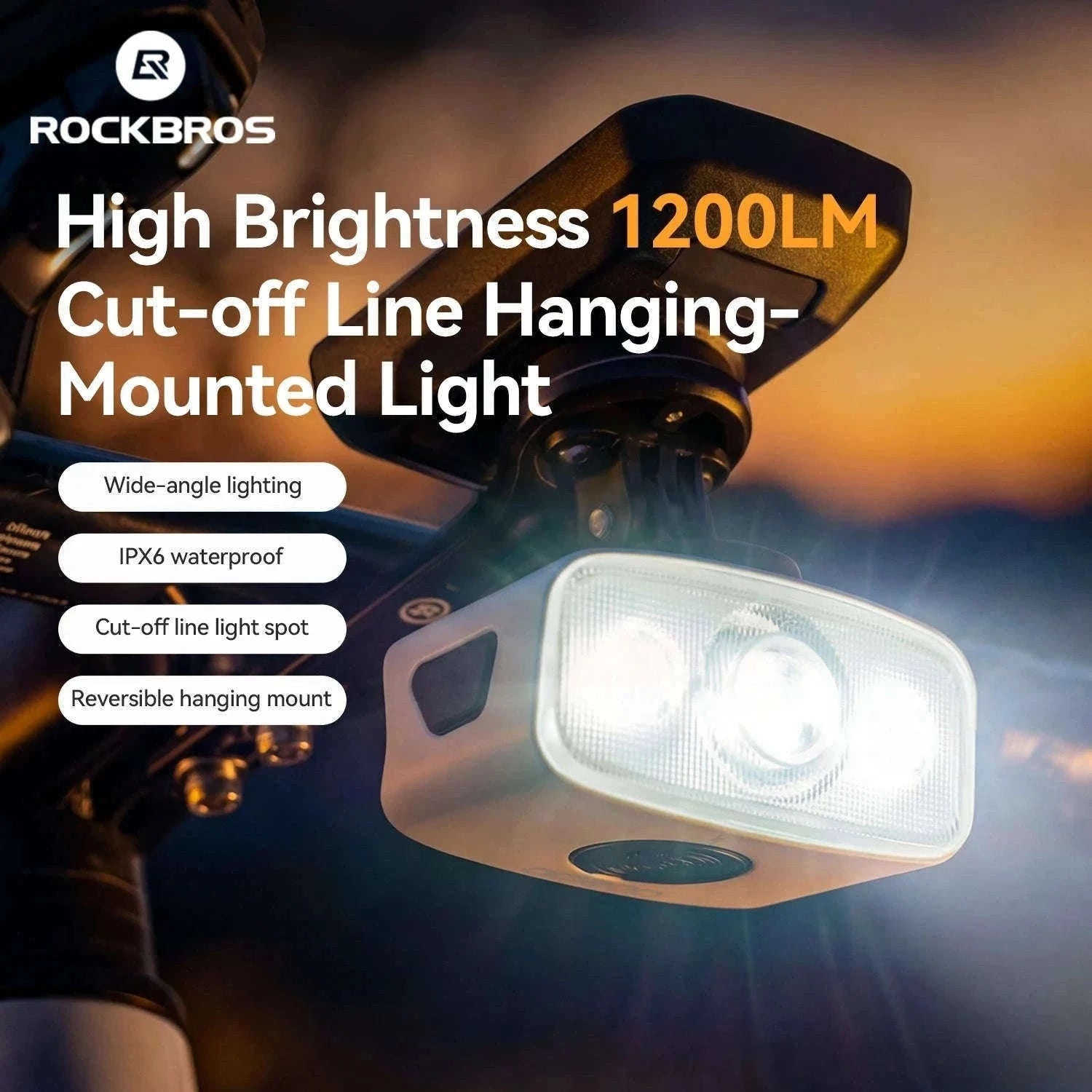 1200LM Bike Headlight USB Rechargeable IPX6 Waterproof Front Light-QC1200-white