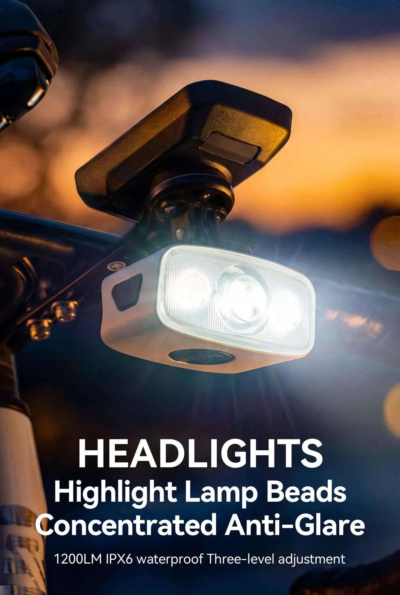 1200LM Bike Headlight USB Rechargeable IPX6 Waterproof Front Light-QC1200-white