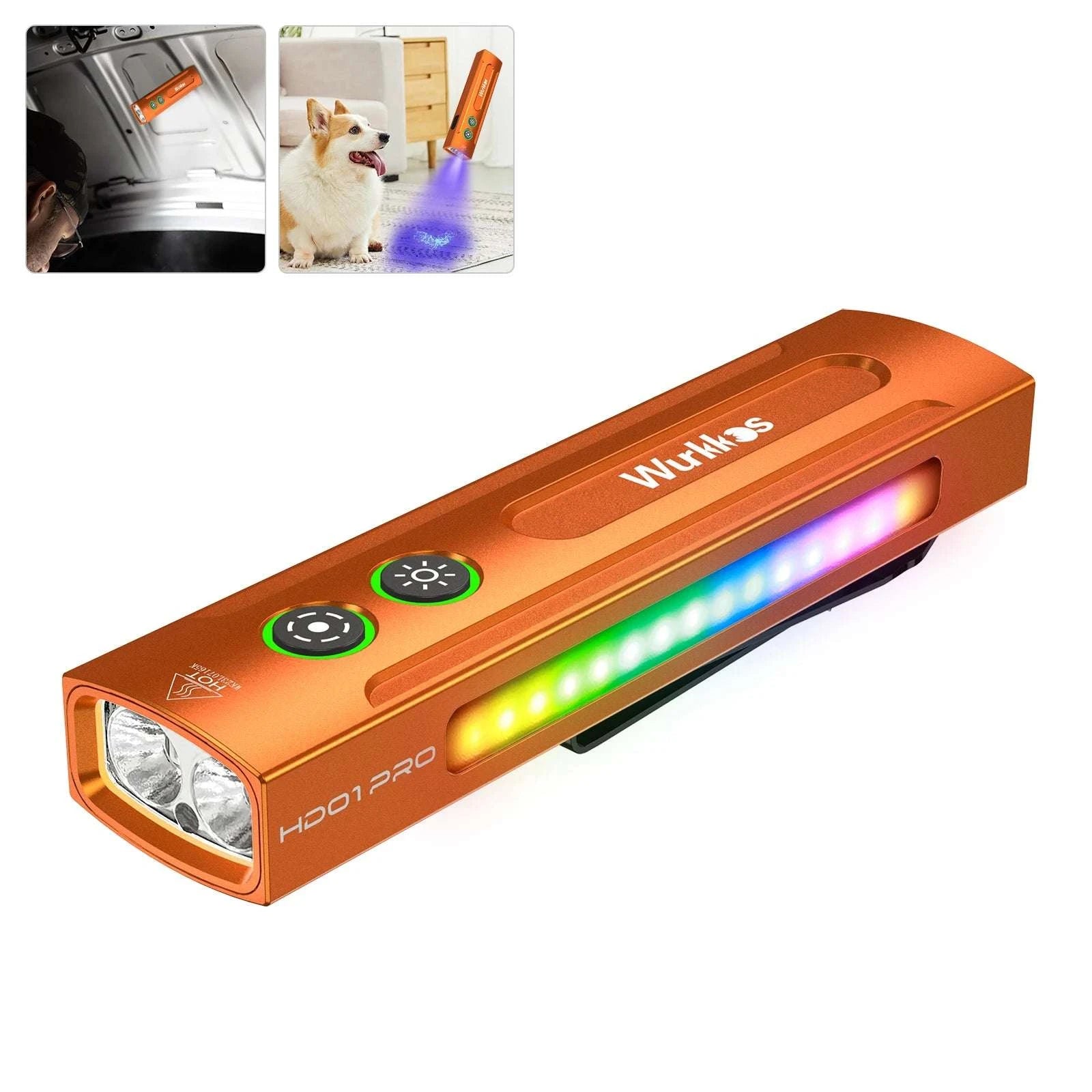 1200LM Rechargeable EDC Flashlight with UV, RGB & Magnetic Tail-Black / 6000K / China Mainland