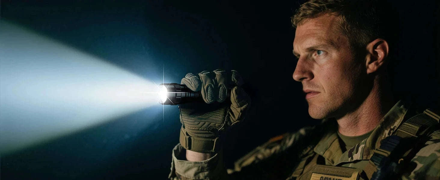 1200LM Tactical LED Flashlight with Holster, Rechargeable Battery Kit-PACKAGE B