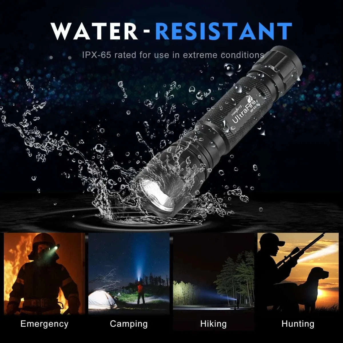 1200LM Tactical LED Flashlight with Holster, Rechargeable Battery Kit-PACKAGE B