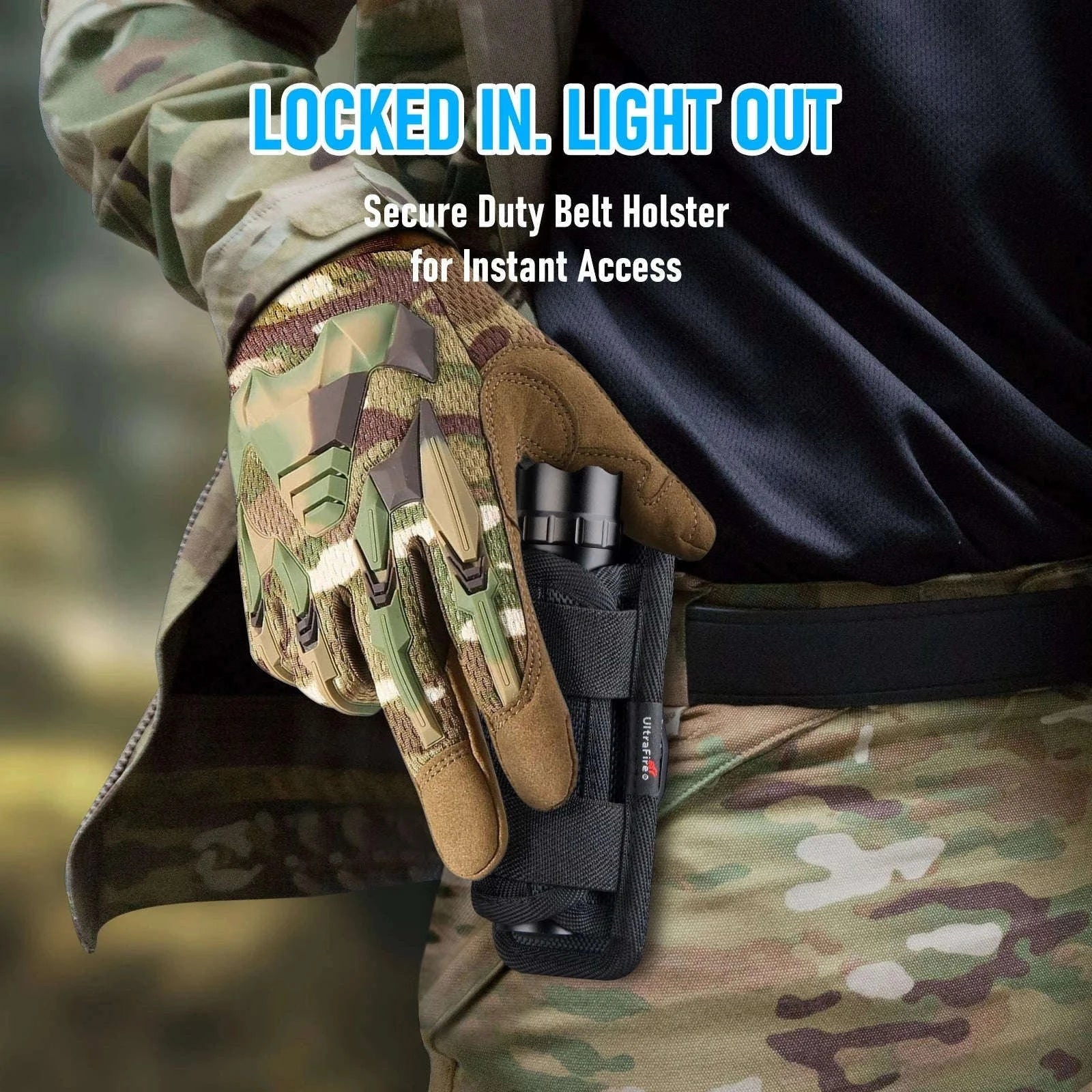 1200LM Tactical LED Flashlight with Holster, Rechargeable Battery Kit-PACKAGE B