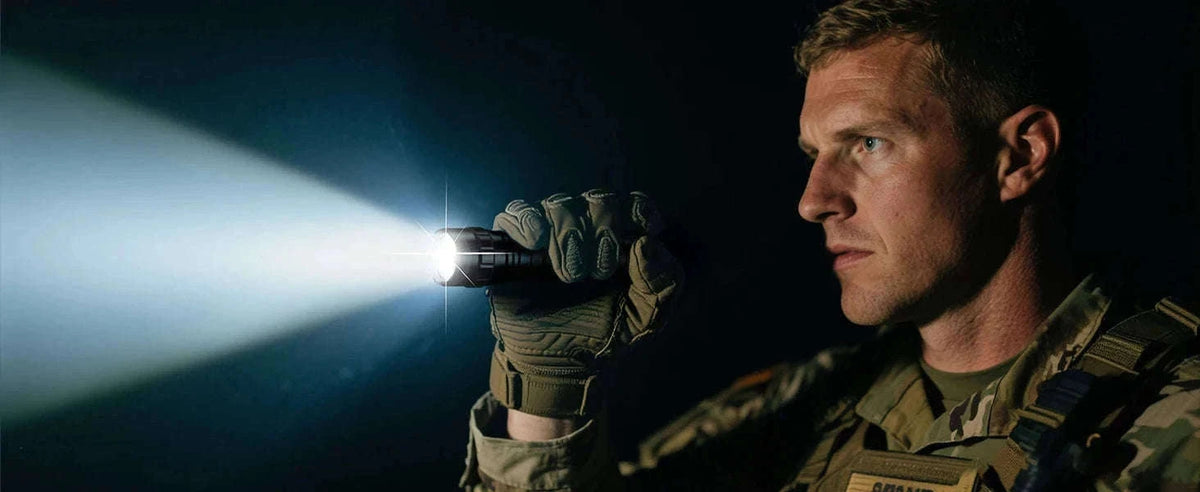 1200LM Tactical LED Flashlight with Holster, Rechargeable Battery Kit-PACKAGE B