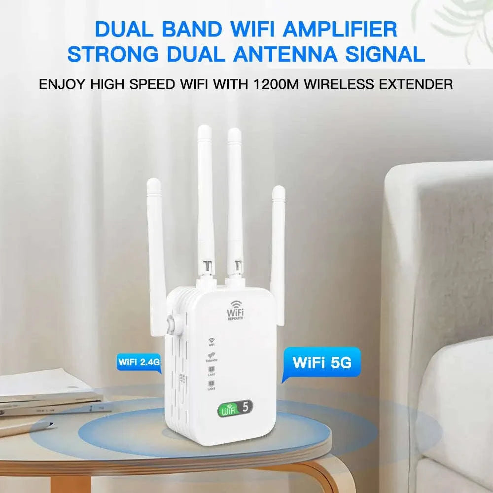 1200Mbps Dual Band WiFi Repeater Signal Extender-EU Plug