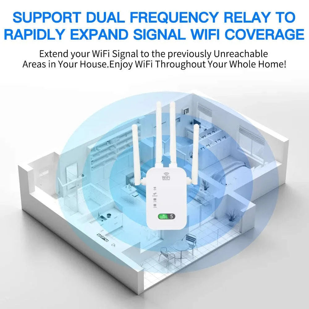 1200Mbps Dual Band WiFi Repeater Signal Extender-EU Plug