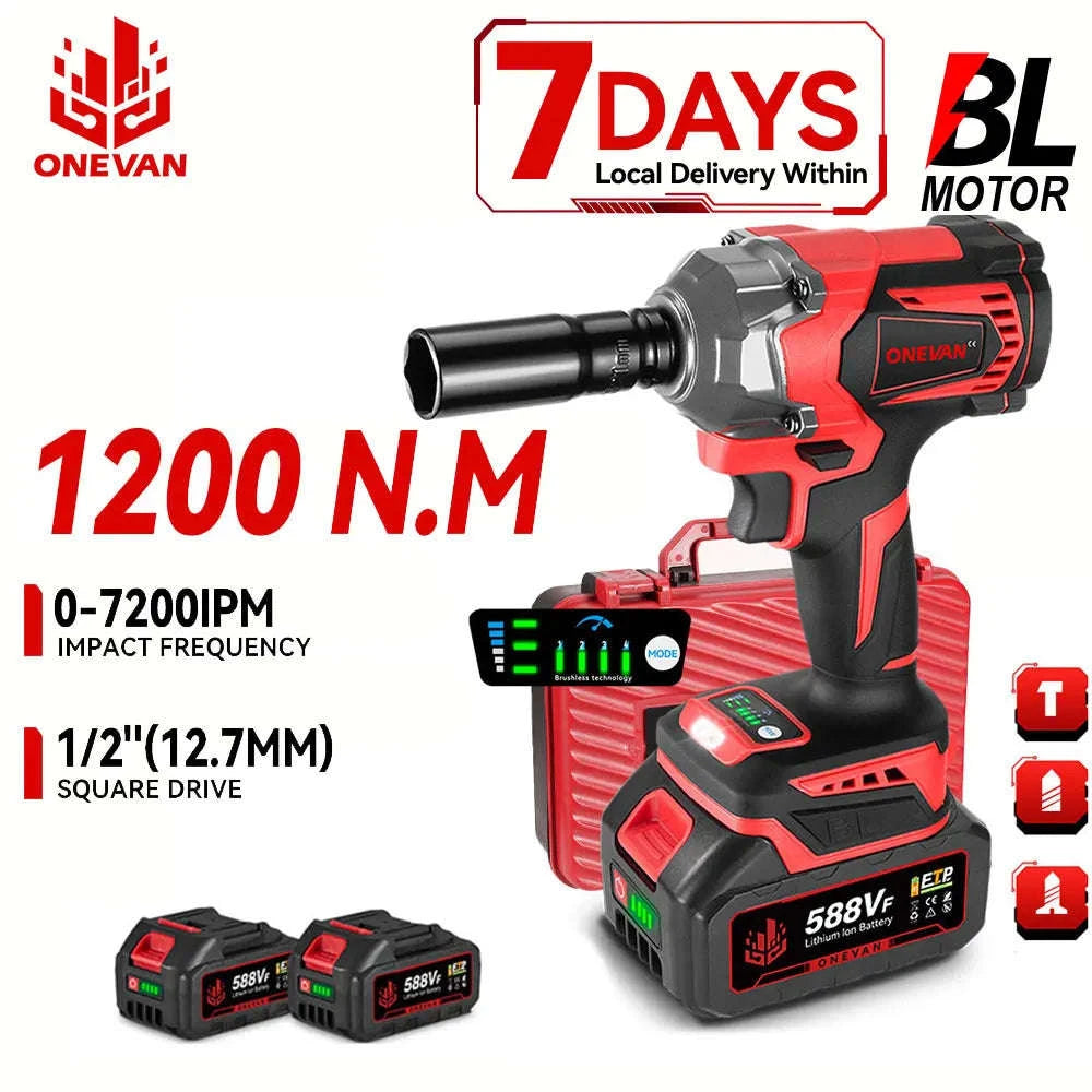 1200N·M Brushless Electric Impact Wrench DTW500 with 4‑Gear Control-2xBattery Set / GERMANY
