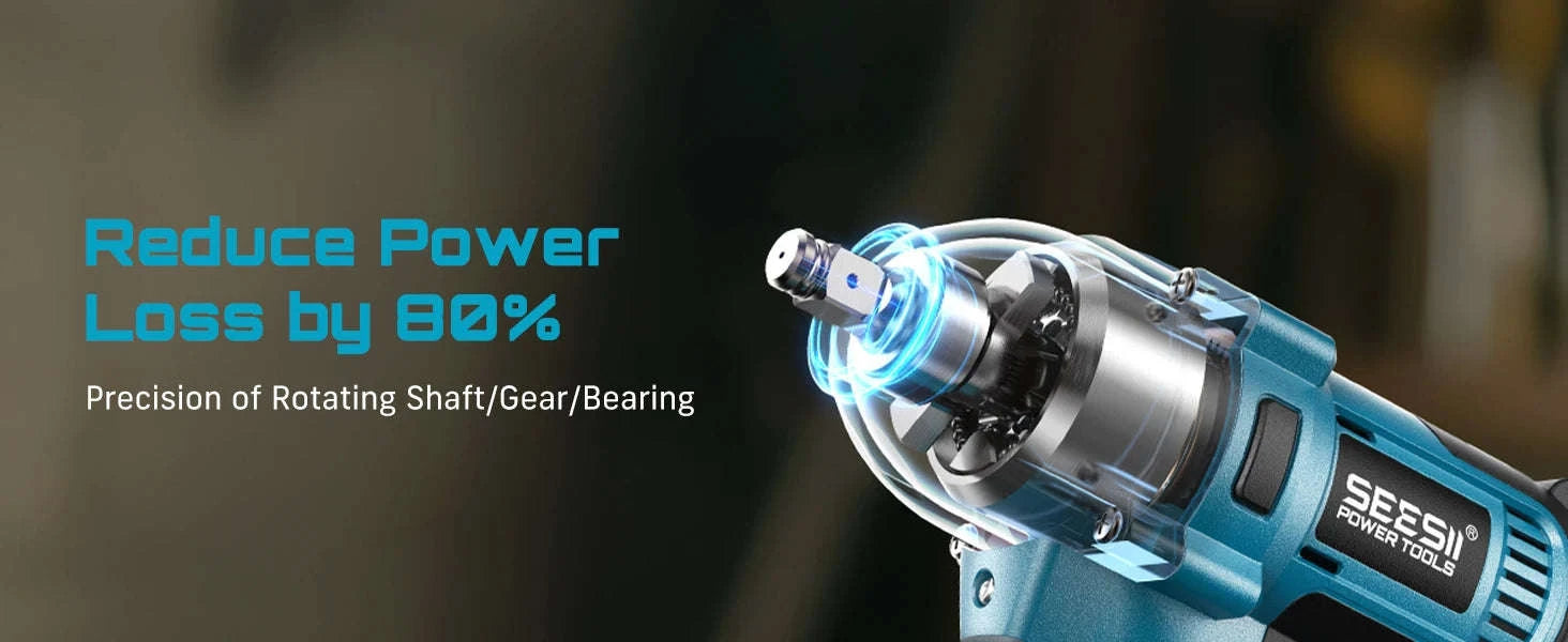 1200N.m Cordless Impact Wrench 1/2 Inch with LED and 6 Sockets-No Battery Plastic / United States