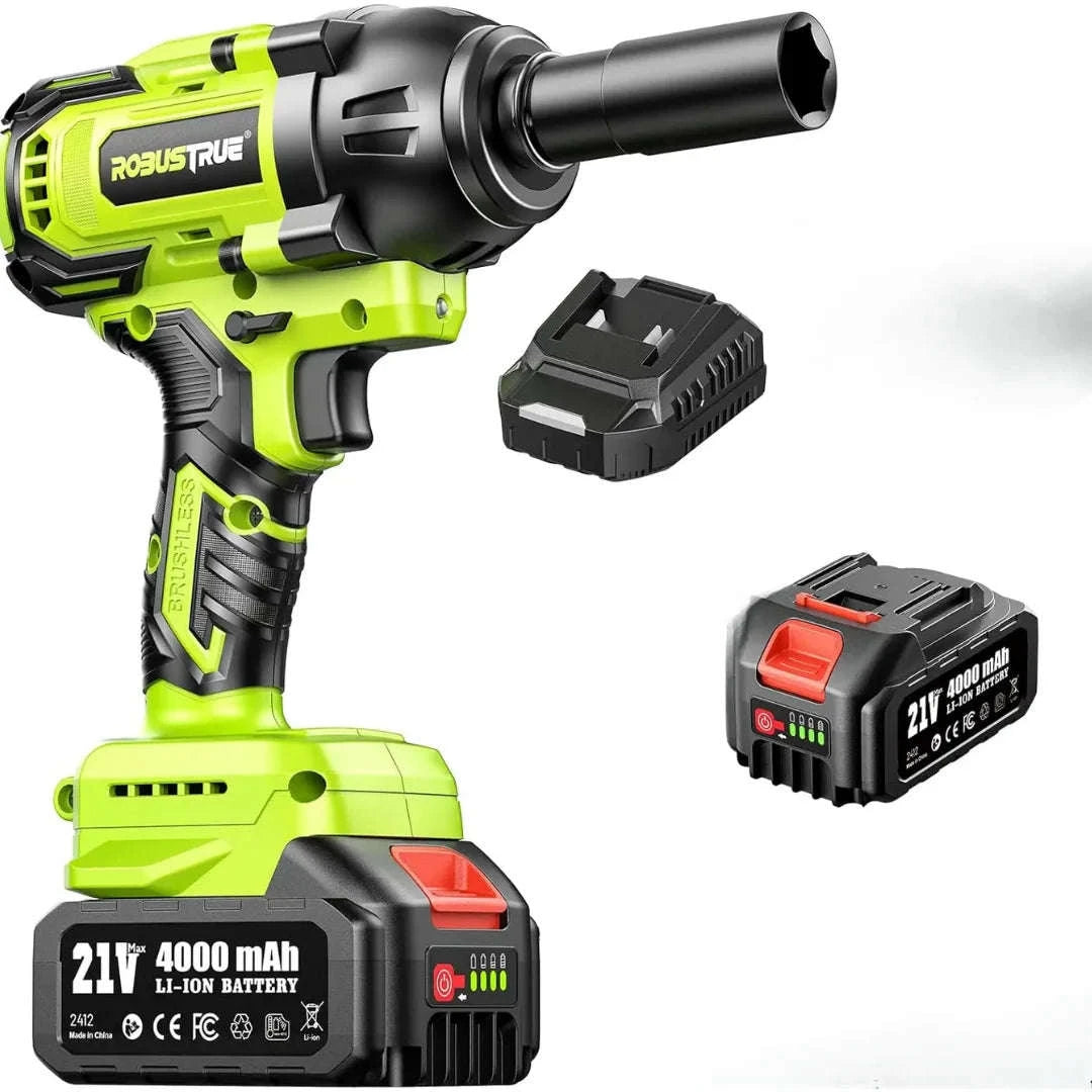 1200Nm 1/2 Inch Cordless Impact Wrench with 2 x 4.0Ah Batteries-Tool Only / United States