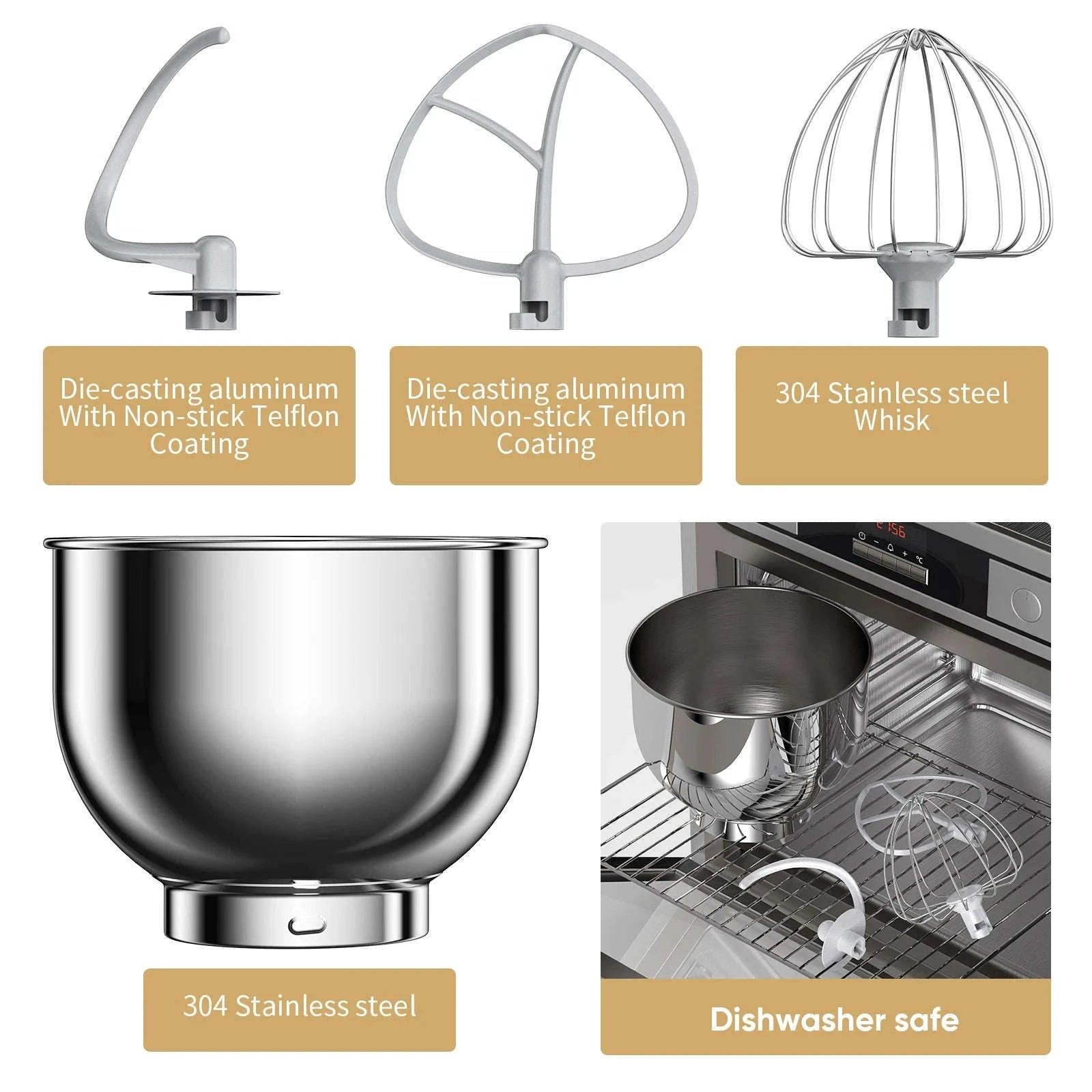 1200W 11-Speed Stand Mixer with 5L Bowl-BM602E  WHITE / EU / france