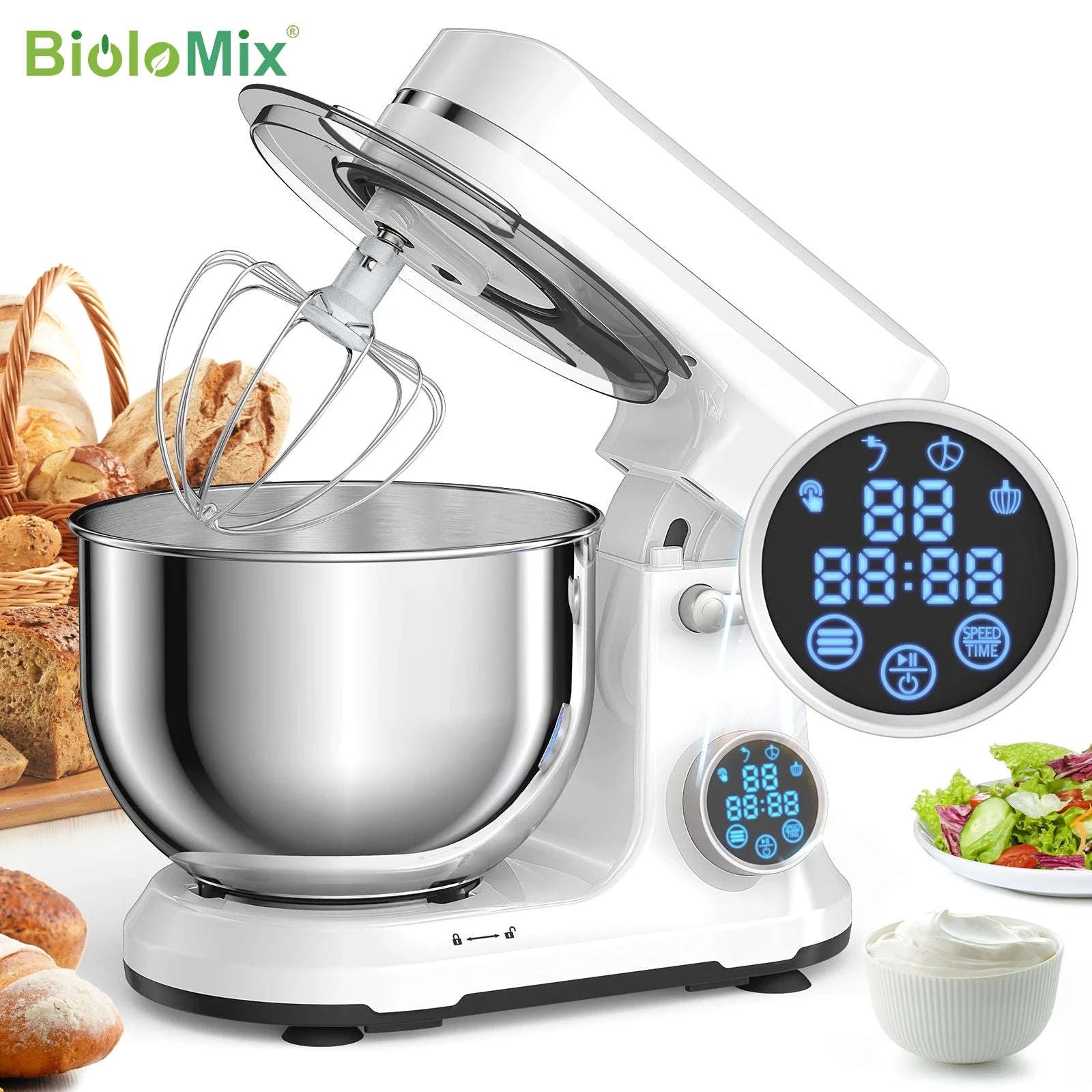 1200W 11-Speed Stand Mixer with 5L Bowl-BM602E  WHITE / EU / france
