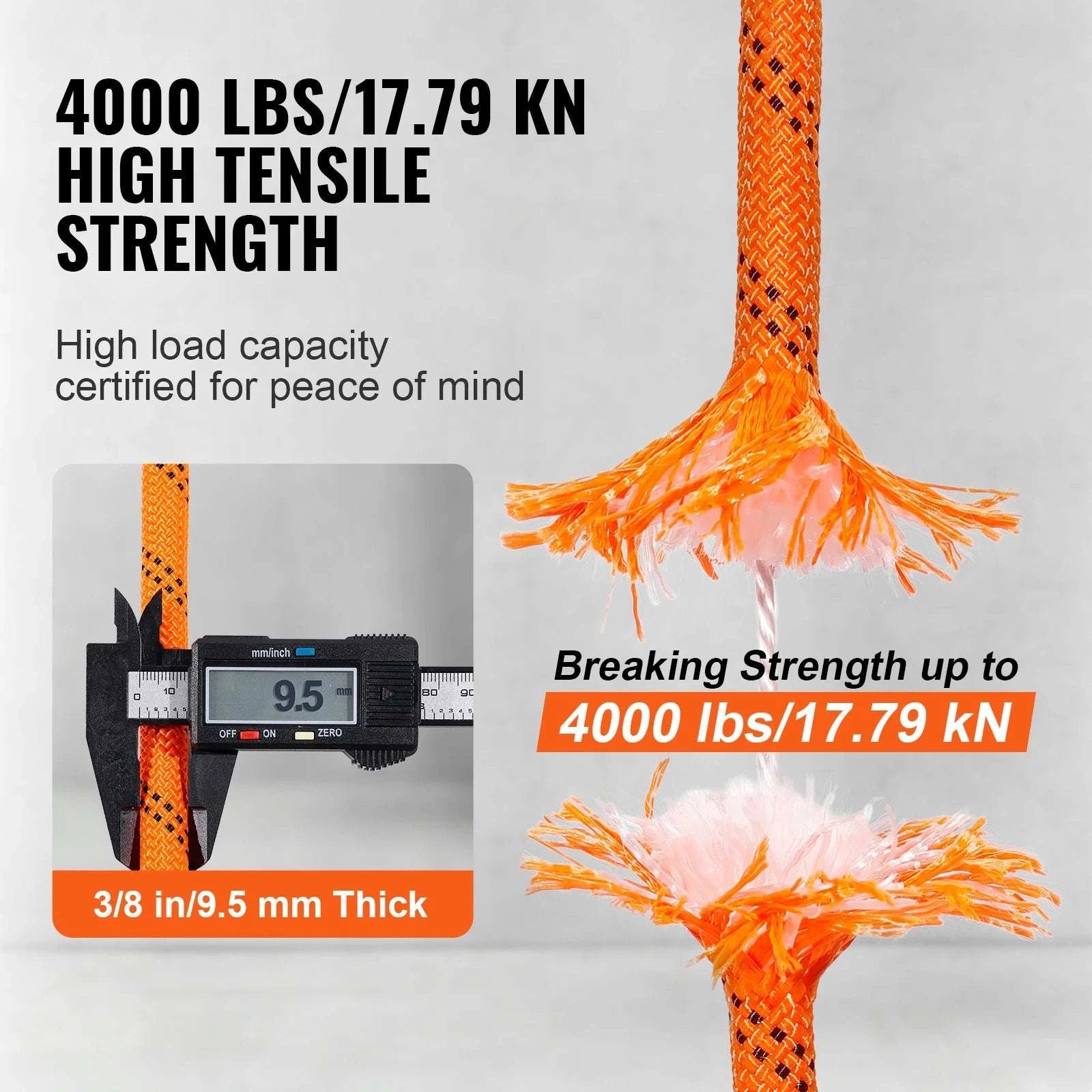 120ft Double Braided Polyester Rope 4000 lbs Strength Arborist Cord-0.5 inch / Poland
