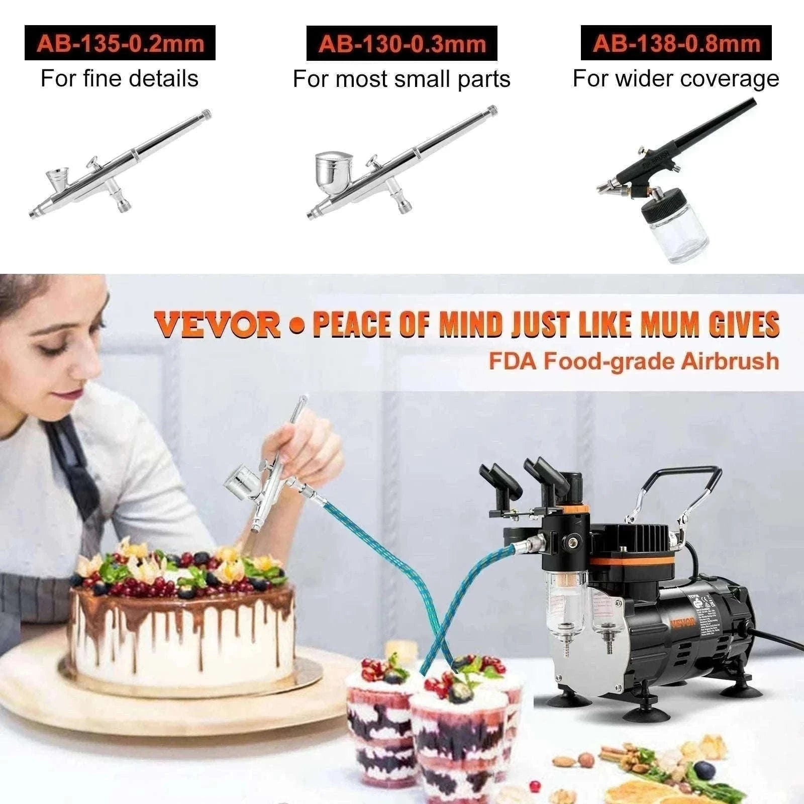120W Dual-Action Airbrush Kit with Compressor for Art, Nails & DIY-spain