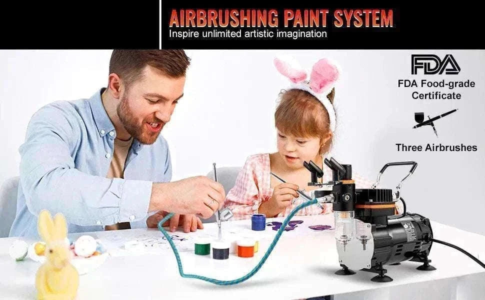 120W Dual-Action Airbrush Kit with Compressor for Art, Nails & DIY-spain